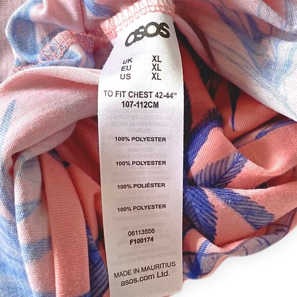 ASOS : NEW Tropical Flamingo Racerback Tank Pink Blue Palm Print : XL - Picture 9 of 9